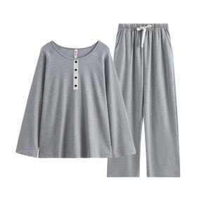 芬腾春秋季长袖套头圆领可外穿女款100%全棉家居服套装  A-5195   芬腾