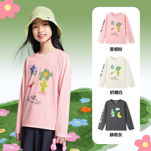 女童圆领SORONA长袖T恤春季新款安奈儿童装EG511011 商品图2