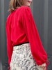 TYNVIE 开衩袖V领真丝衬衫-红色 商品缩略图4