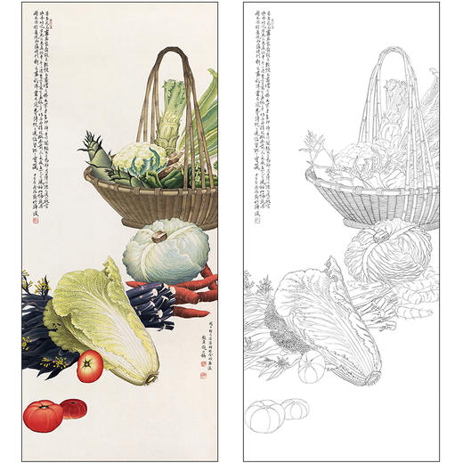 俞致贞花鸟蔬菜工笔画白描底稿《蔬果图》临摹勾线高清打印稿ZZ46 商品图0