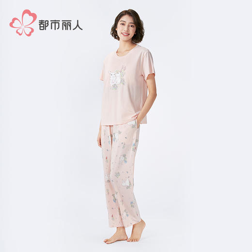 都市丽人女士莫代尔短袖套装薄棉莫拉架生活家居短袖类LHH2C2 商品图2