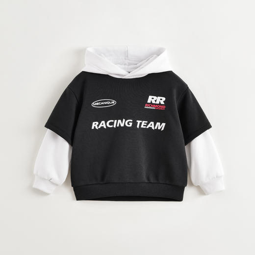 马克珍妮男童潮酷假两件卫衣 儿童连帽上衣2025年春装新款250050 商品图1