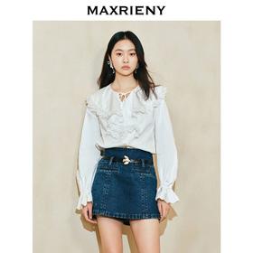 【商场同款-宫廷飞鸽】MAXRIENY复古宫廷刺绣镂空上衣24春(货号:MC85TP008)