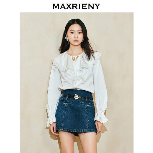 【商场同款-宫廷飞鸽】MAXRIENY复古宫廷刺绣镂空上衣24春(货号:MC85TP008) 商品图0