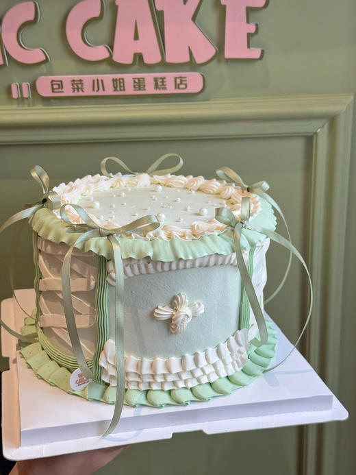 绿色系洛丽塔裱花蛋糕 商品图0