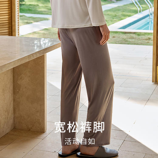 金三塔100%桑蚕丝可外穿真丝直筒裤男春秋款家居睡裤家居服  YZMED901 商品图2