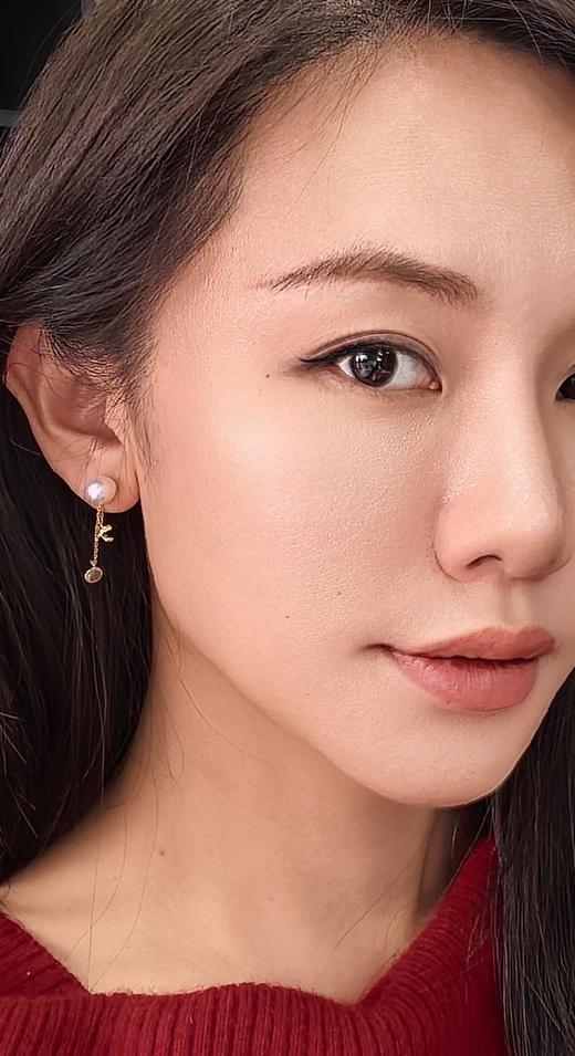 阮仕月桂系列  G18K金日本akoya珍珠耳饰 7.5-8mm   EY03143YGA 商品图6