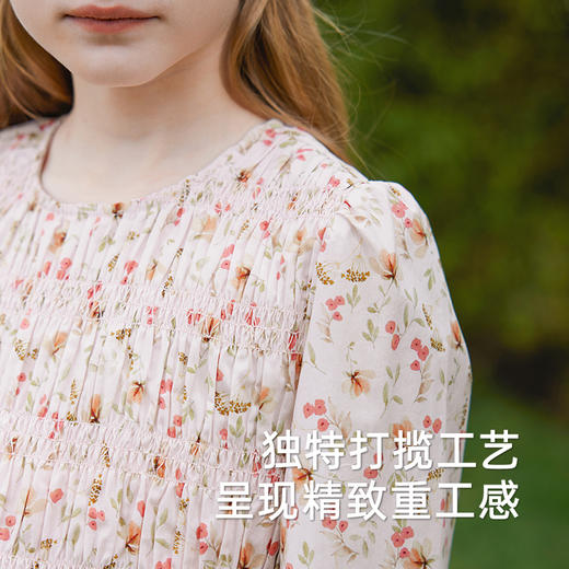 英氏儿童衬衫夏长袖甜美女童碎花上衣女孩可爱夏日套头衫2025新款 商品图3