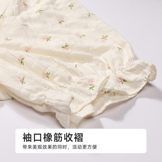 都市丽人女士软绵绵短袖套装薄梭织皱布提条生活家居短袖类LHH6E7 商品图5