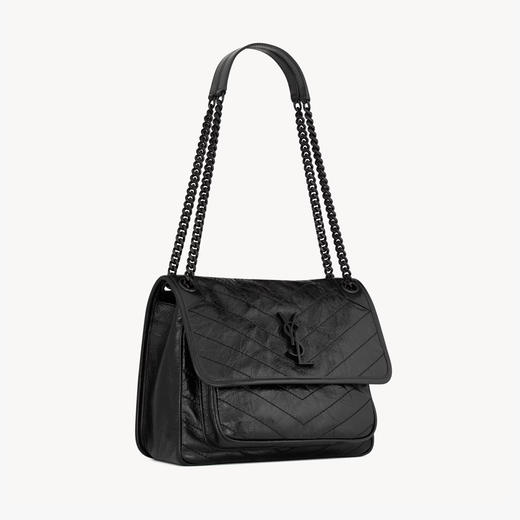 【一】SAINT LAURENT 圣罗兰 女士 Niki 中号复古皮革提挎包 黑色 633184 0EN08 1000 商品图1