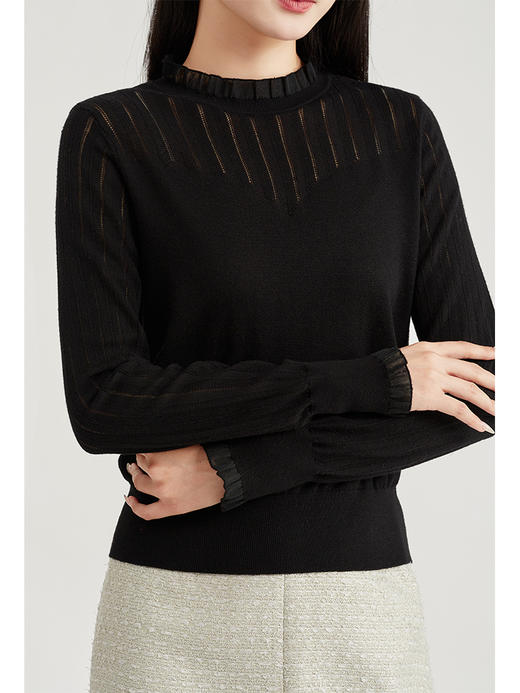 【商场同款】阿菁娜肌理感微透高领针织打底A28Q301011 商品图3