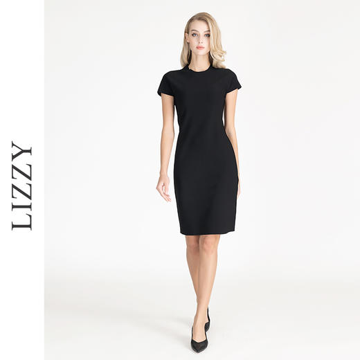 LIZZY早秋新款简约气质修身显瘦百搭弹力面料舒适收腰S连衣裙 商品图2