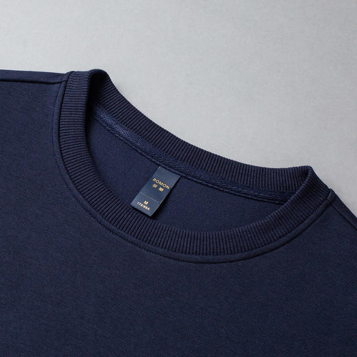 【含桑蚕丝】罗蒙男士百搭卫衣男撞色胸标男士卫衣舒适长袖休闲圆领男卫衣 商品图5