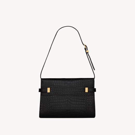 SAINT LAURENT 圣罗兰 女士亮面鳄鱼压纹皮革曼哈顿小号单肩包 黑色 675626 DND0W 1000 商品图2