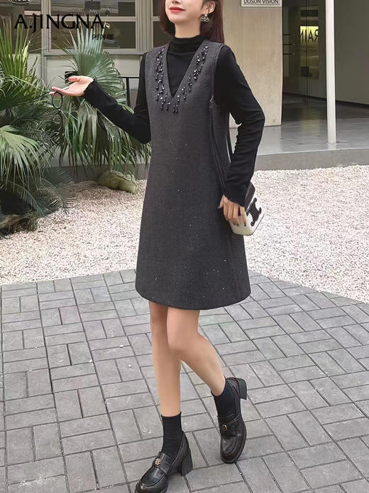 【浪漫优雅】阿菁娜高定手工钉珠亮闪套装礼服裙F30C230001 商品图3