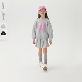 马克珍妮女童甜酷连帽卫衣儿童蝴蝶结印花上衣2025春季新款250153