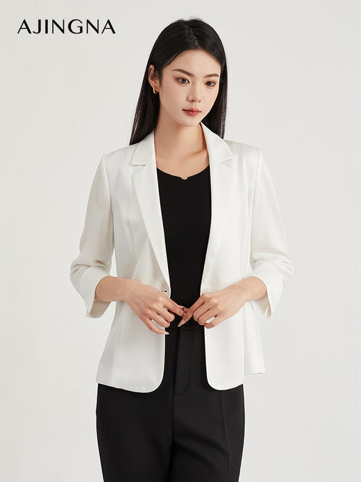 【商场同款】阿菁娜缎面醋酸珠光质感西服A29X108018 商品图1