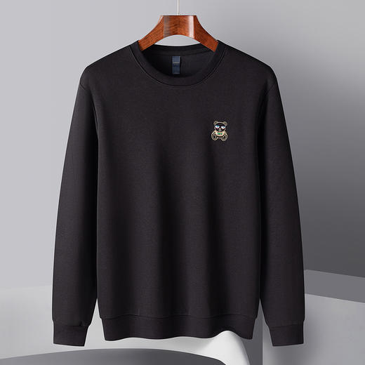 【含桑蚕丝】罗蒙男士百搭卫衣男撞色胸标男士卫衣舒适长袖休闲圆领男卫衣 商品图3