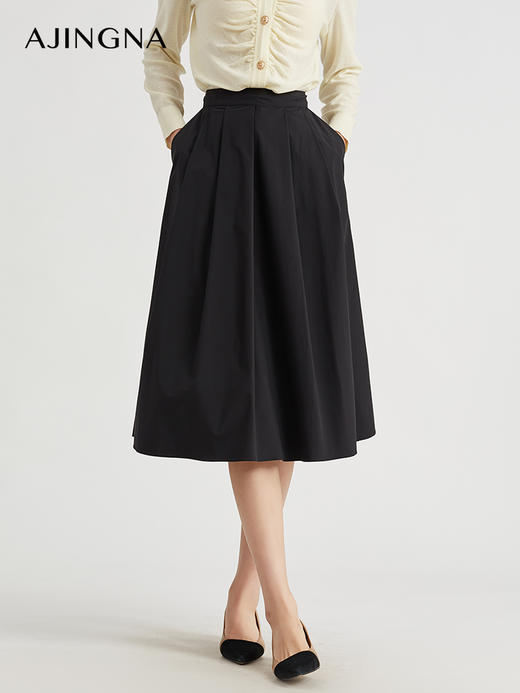 【商场同款】阿菁娜简约知性A字中长款半身裙A30X113026 商品图1