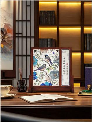 花鸟祥和屏风 雕刻金属掐丝 商品图0