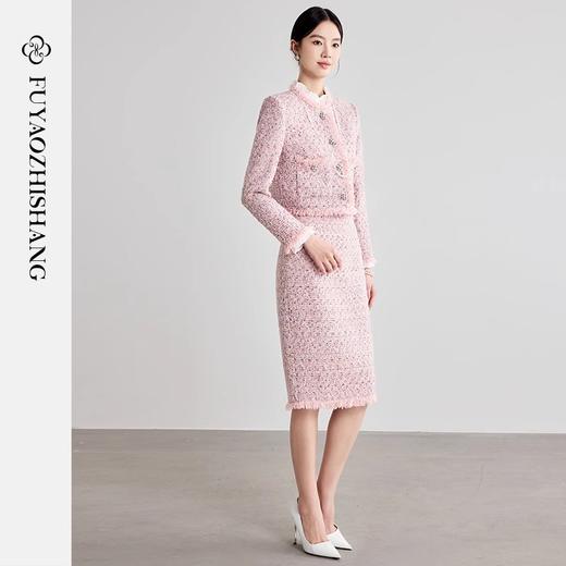 IWY/扶摇系列 粉色小香风西装外套女新款女神范粗花呢套装裙 FYCS001 商品图3
