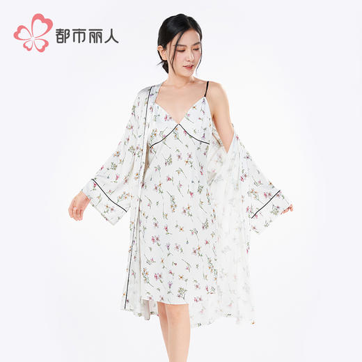 都市丽人女士丝质两件套薄冰雪丝印花好睡好眠两件套LHH4A5 商品图4