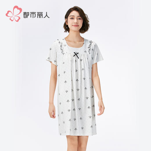 都市丽人女士无尘棉短袖裙薄单面无尘棉生活家居短袖类LHH6C4 商品图2
