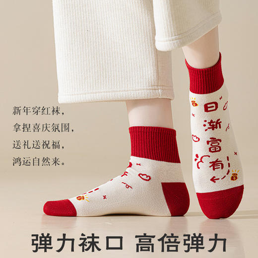 【8双更值❗️新年就要穿年袜】穿上开启元气满满的一年，袜子女本命年大红马年袜子ins趣味文字萬事如意中筒棉袜 商品图1