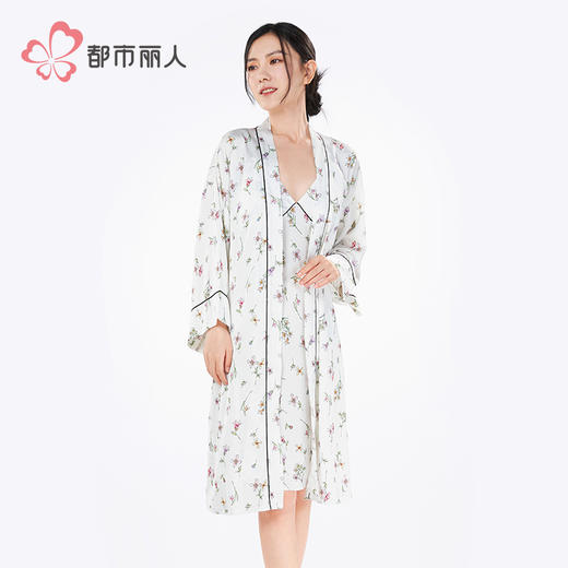 都市丽人女士丝质两件套薄冰雪丝印花好睡好眠两件套LHH4A5 商品图2
