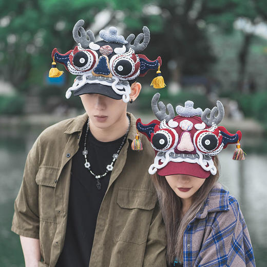 【1.21-2.6停发】芽小七原创手作舞龙中国风棒球帽子女龙年醒狮帽春秋遮阳防晒圆顶 商品图1