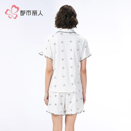 都市丽人女士无尘棉短袖套装薄单面无尘棉生活家居短袖类LHH1B8 商品图5