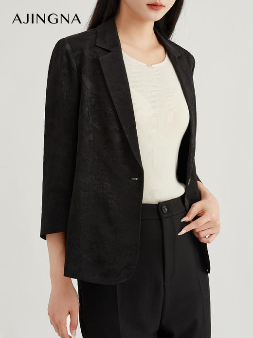 【商场同款】阿菁娜简约缎面醋酸珠光质感通勤西服A29X108038 商品图3