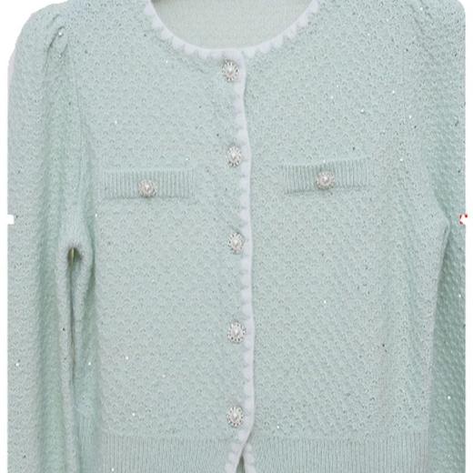 MAXRIENY精致优雅感针织外套女2024秋冬新款豆绿色针织外套开衫(货号:MF85SW504) 商品图2