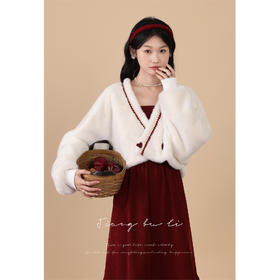 鹿向南【草莓可颂】红色吊带裙秋冬2025新中式短外套慵懒风套装女