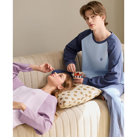 春秋季纯棉长袖套装宽松休闲加大码全棉家居服 A-5196  芬腾 商品图2