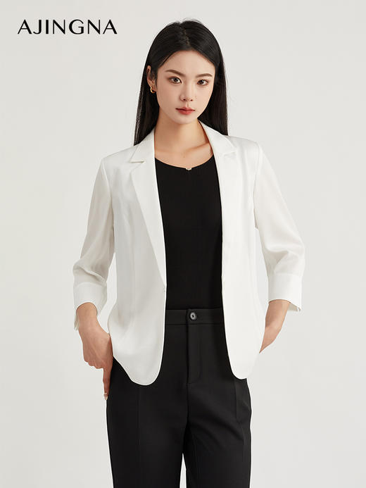 【商场同款】阿菁娜缎面醋酸珠光质感西服A29X108018 商品图0