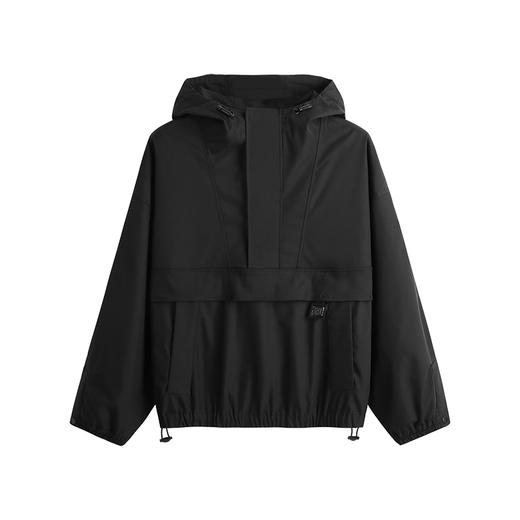 HIM漢崇  字母刺绣半拉链套头卫衣男宽松落肩休闲连帽上衣2025秋季 商品图4