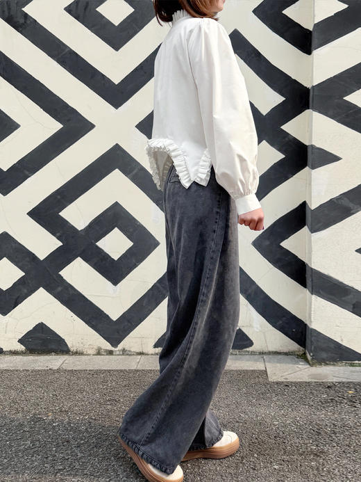 TYNVIE 立领下摆荷叶边衬衫 商品图12