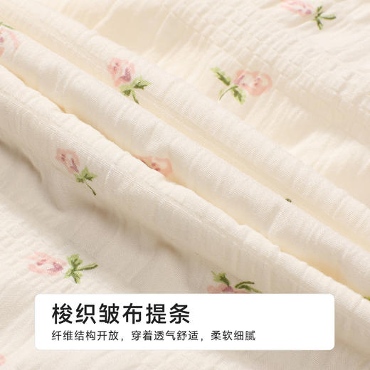 都市丽人女士软绵绵短袖套装薄梭织皱布提条生活家居短袖类LHH2G9 商品图6