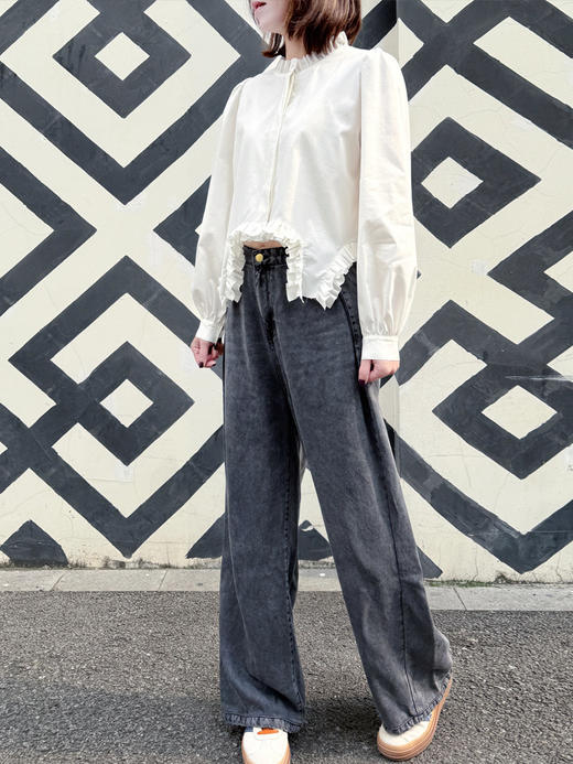 TYNVIE 立领下摆荷叶边衬衫 商品图10