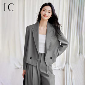 IC简约高级感气质短款西服新款通勤上衣百搭休闲西装外套女