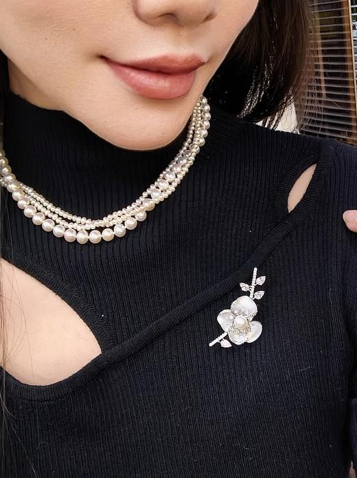 阮仕蕾丝系列   S925银淡水珍珠项链  3-3.5mm/6.3-7.3mm   NH3-7.3LS-1D 商品图8