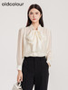 oldcolour春新款法式简约气质设计感系带薄款长袖衬衫女Q120118A1 商品缩略图0