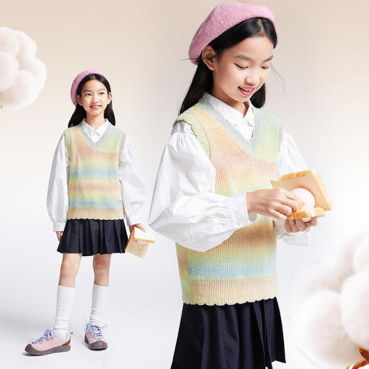 女童毛背心春季新款安奈儿童装EG512008 商品图1