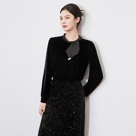 【高货wl】全新升级【铂金会员257/天猫339/差价82】(13107) 洛诗琳法式优雅圆领四方立绒衬衫2025春季高级感气质上衣