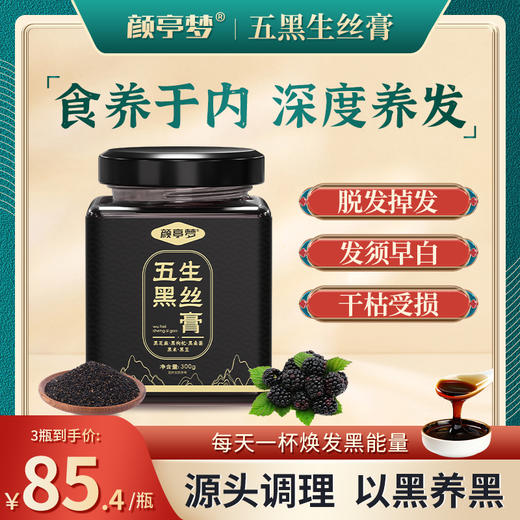 颜亭梦五黑生丝膏茶黑枸杞黑桑葚椹黑芝麻黑米生内调乌密养发 商品图0