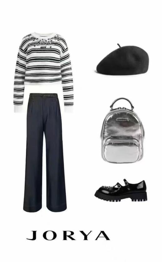 JR2025春季新款黑白条针织衫 R104002C 商品图3