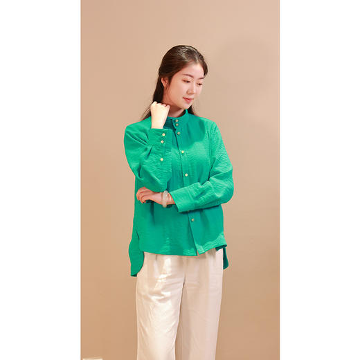 【抖音专属】春归•新中式衬衣（24810183孔雀绿结缘款） 商品图2
