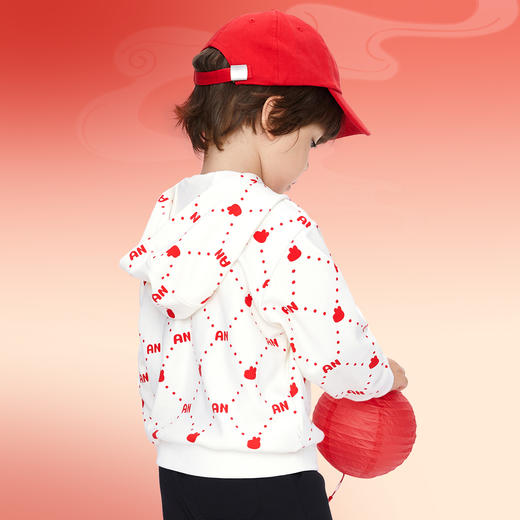 男女童萌趣小龙长袖卫衣带帽新款安奈儿童装实体店同款XM411668 商品图3
