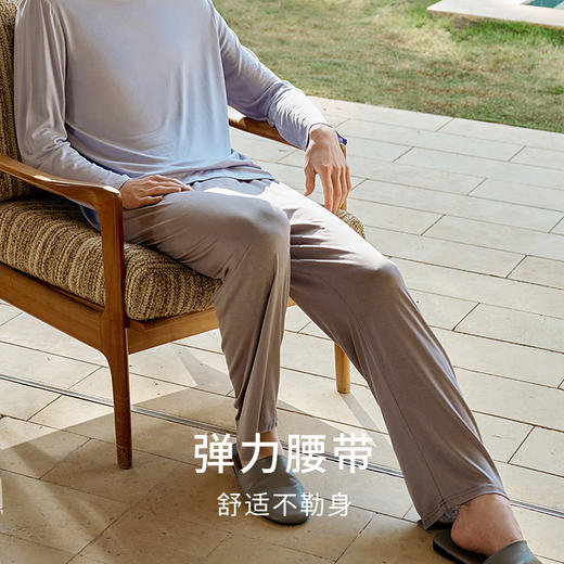 金三塔100%桑蚕丝可外穿真丝直筒裤男春秋款家居睡裤家居服  YZMED901 商品图3